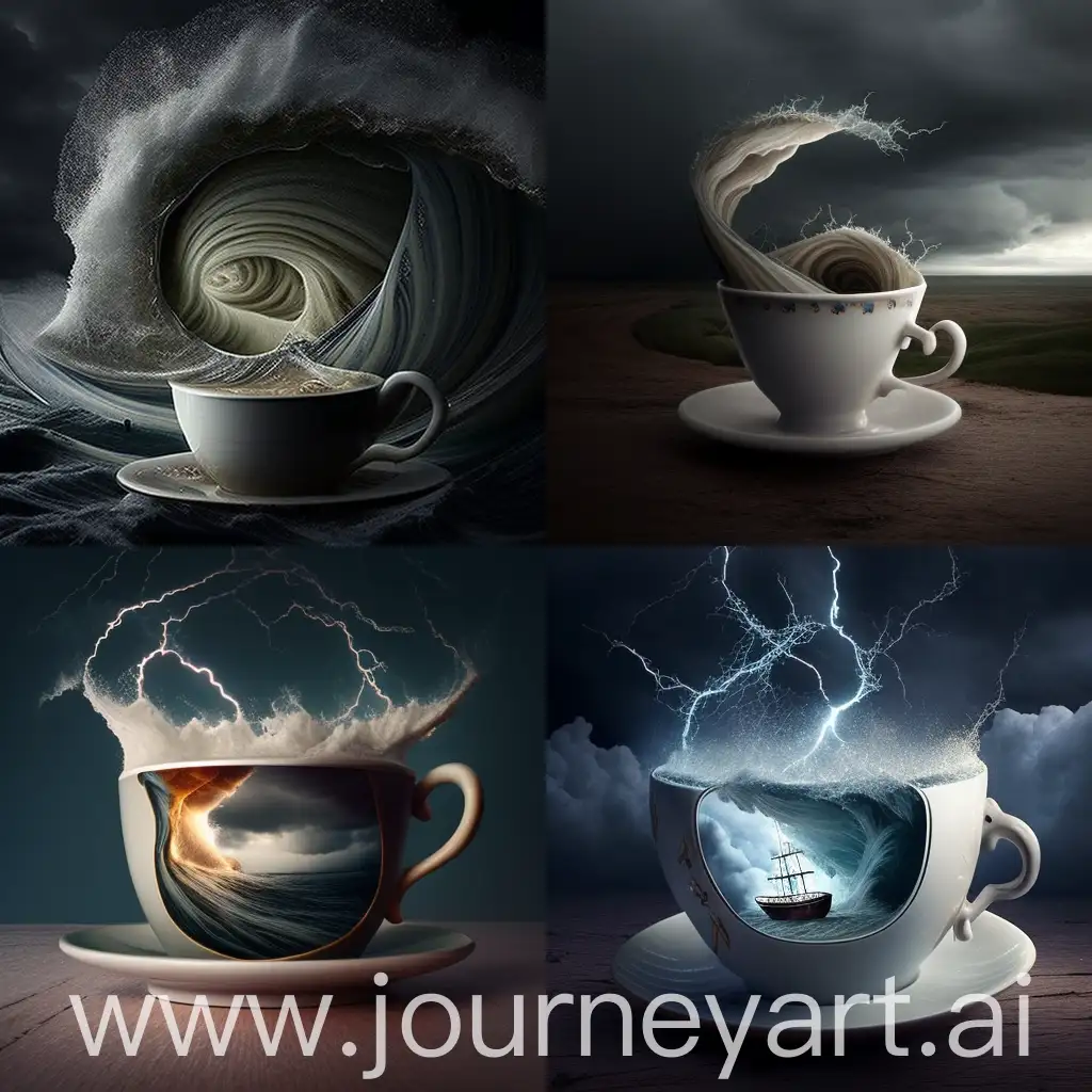 storm in a teacup hyper detailed:: --aspect 32:9