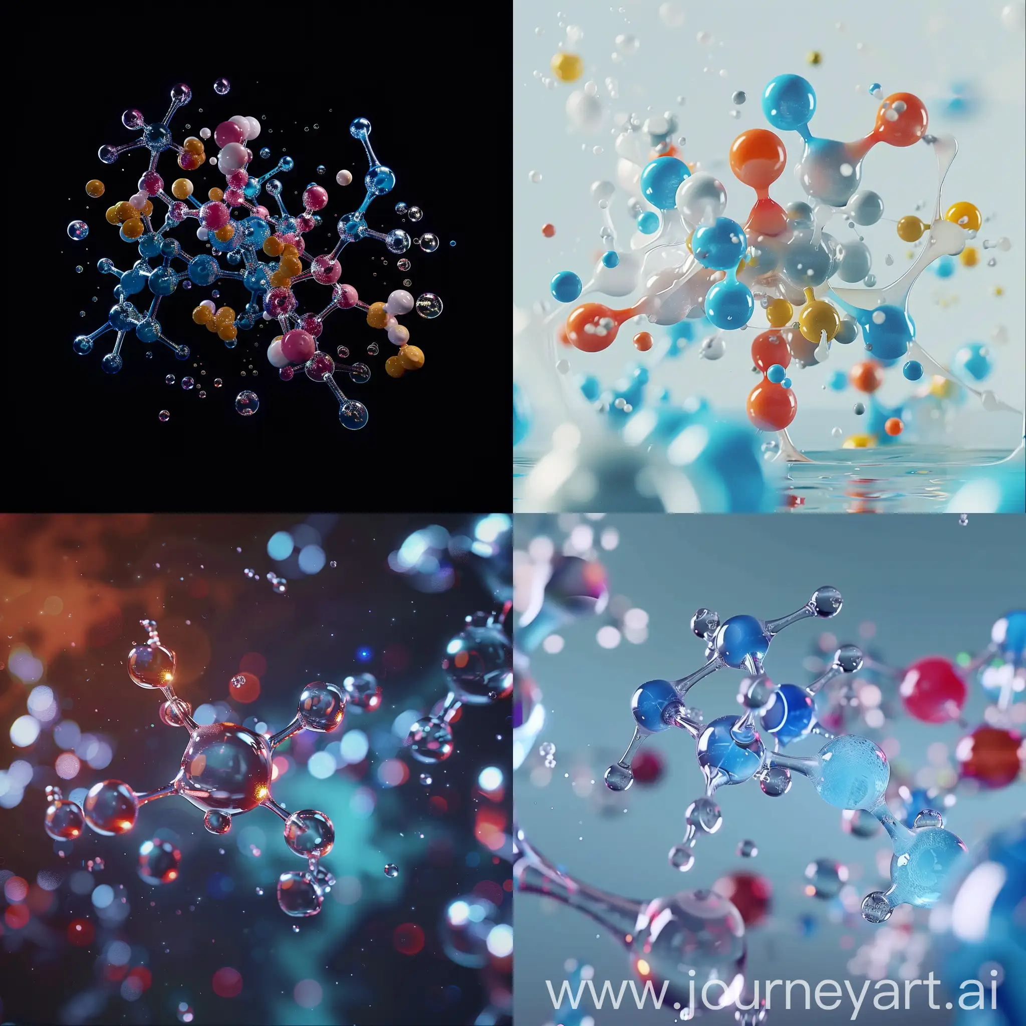 Нарисуй красивую молекулу воды , в 4 K и красочной анимацией