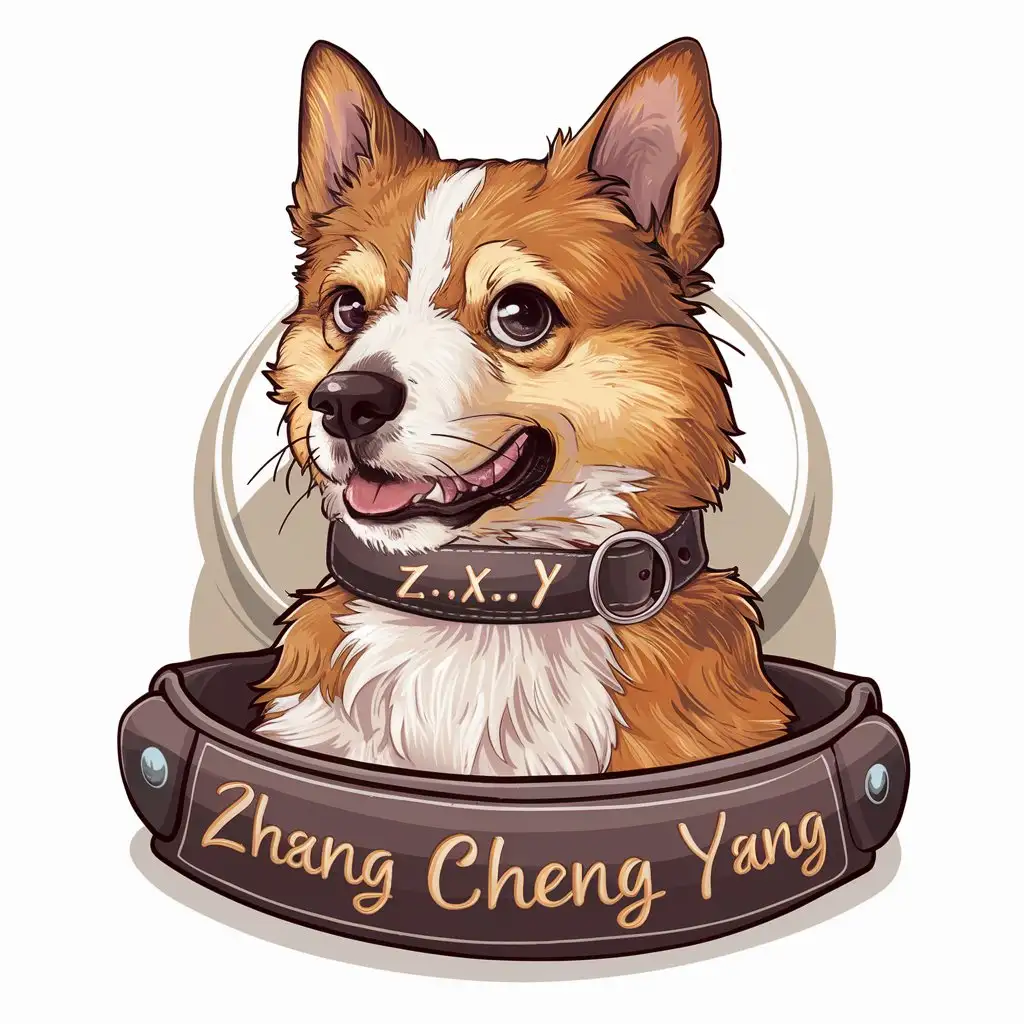 Draw a husky dog named 'Zhang Xuying', with a name tag reading 'Z.X.Y' clearly visible on its neck