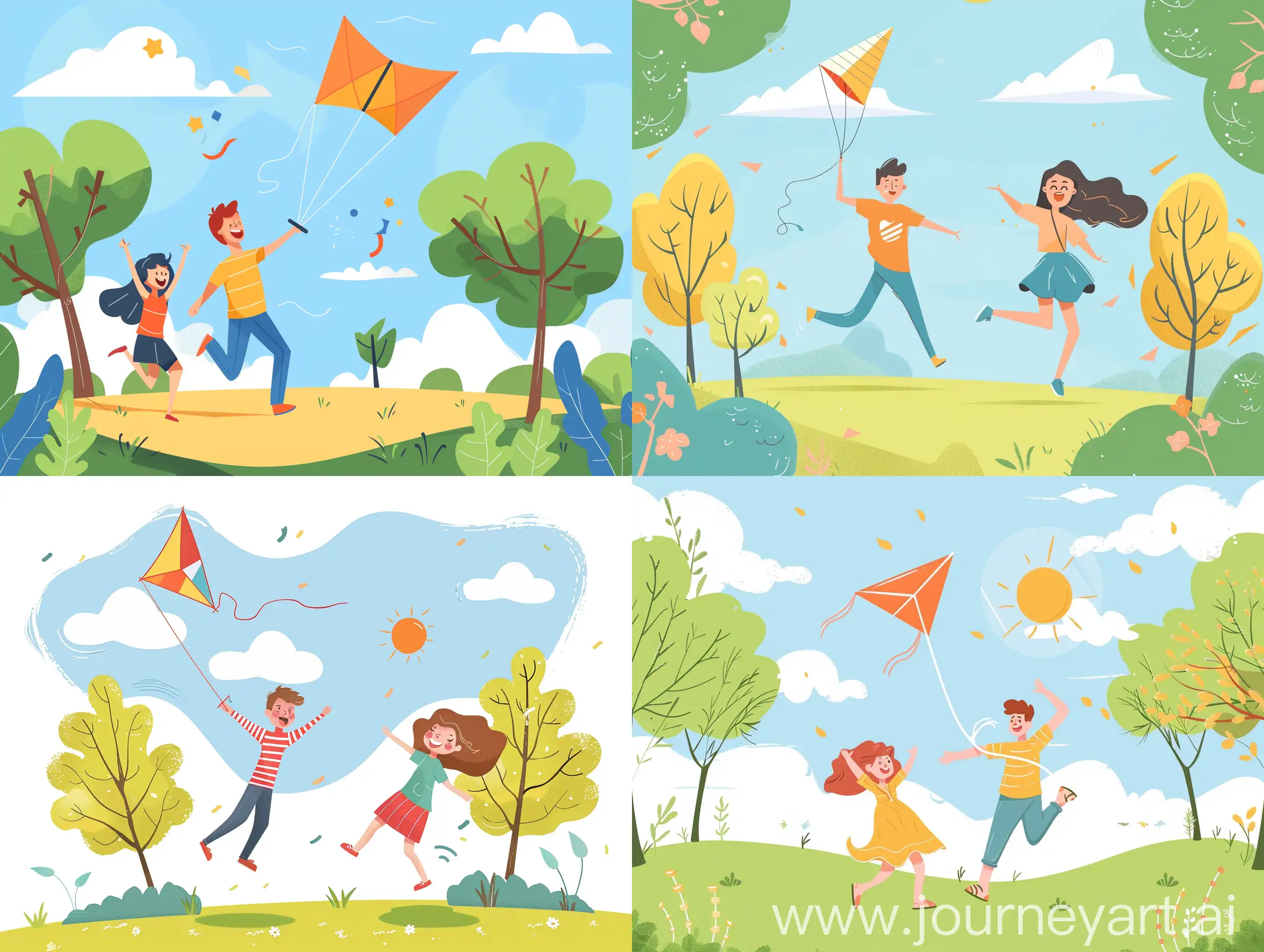 Couple-Enjoying-Kite-Flying-in-Sunny-Park-Outdoor-Summer-Fun
