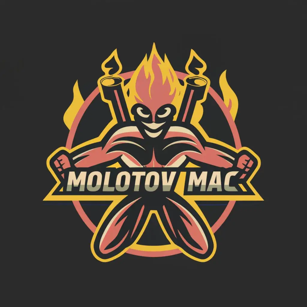 a logo design,with the text "Molotov Mac", main symbol:alien, fire, weed leaf,Minimalistic,clear background