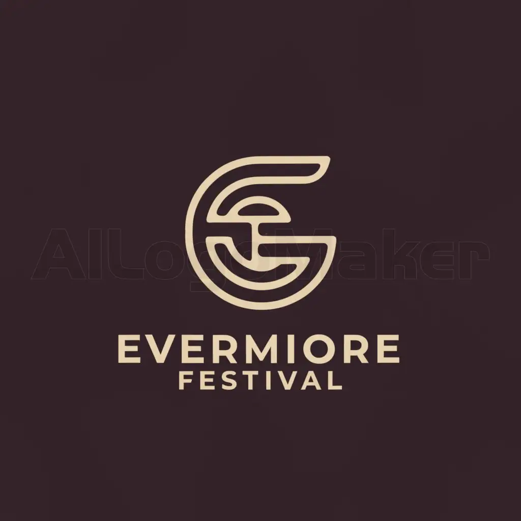 a logo design,with the text "EVERMORE FESTIVAL", main symbol:A drawing composed of a single line within an invisible circle, reminiscent of the letters E, V, F,Minimalistic,be used in Events industry,clear background