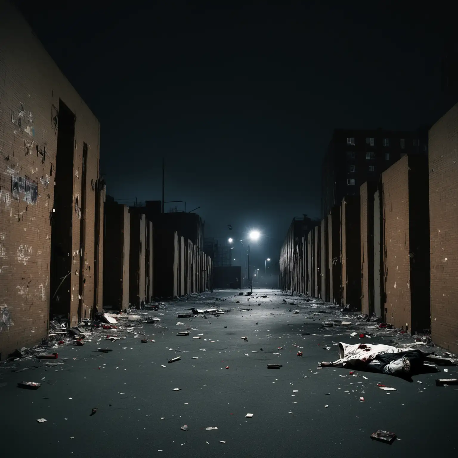 Urban Violence in Inner City Projects at Night