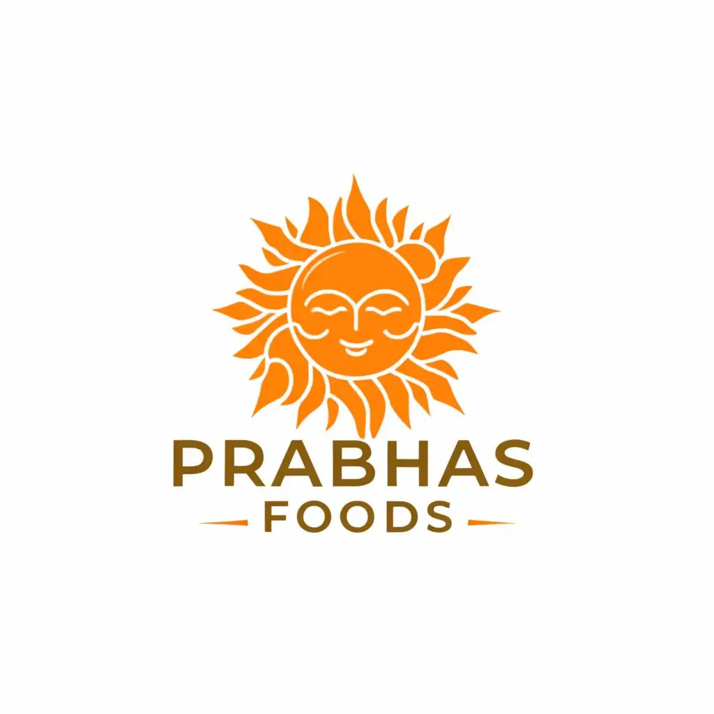 a logo design,with the text "Prabhas foods", main symbol:Sun,Moderate,be used in Others industry,clear background