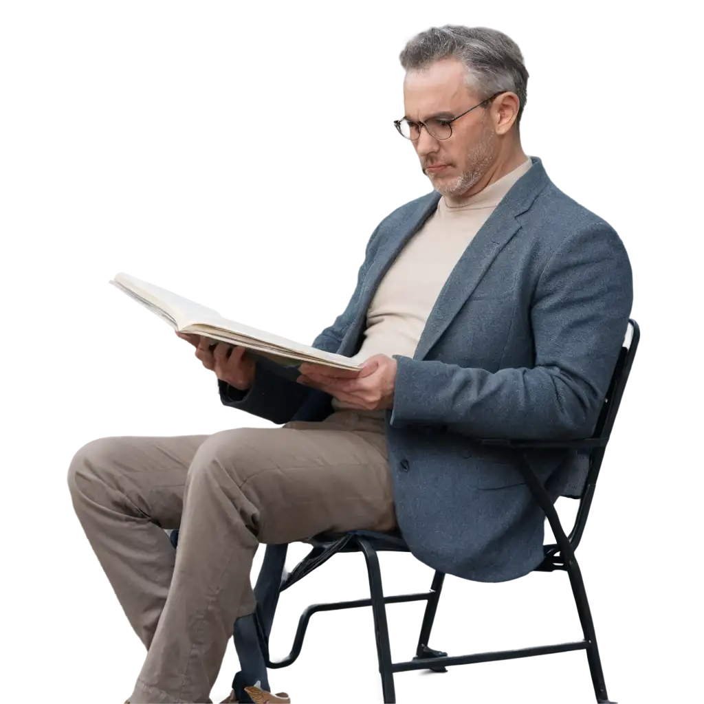 Man-Reading-Book-on-Terrace-PNG-Image-for-Enhanced-Clarity-and-Quality