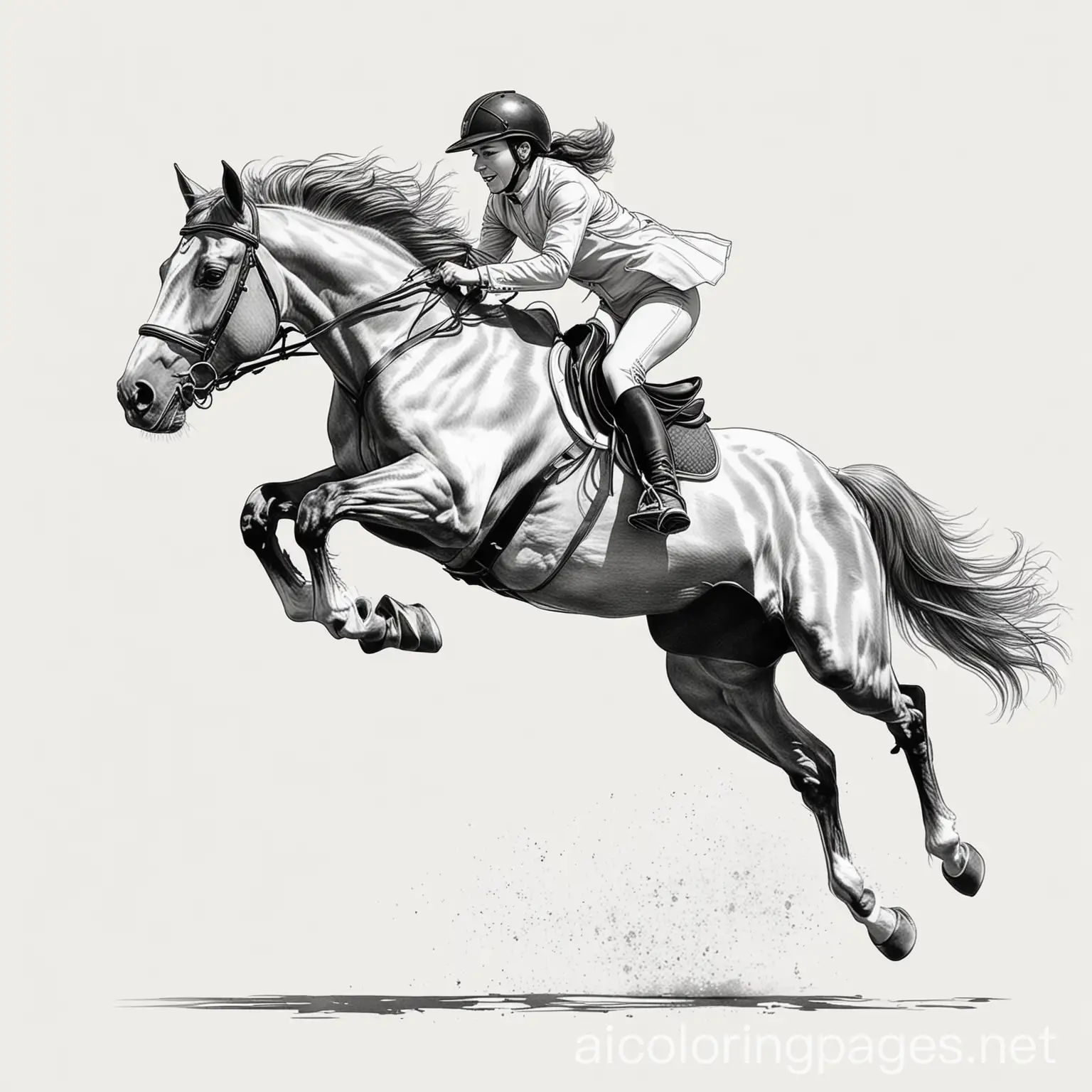 Horse-Jumping-Coloring-Page-in-Simplistic-Line-Art-Style-on-White-Background