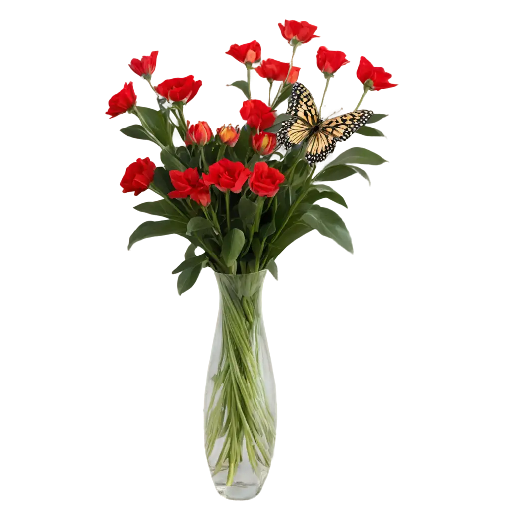 butterfly with vase of flowers