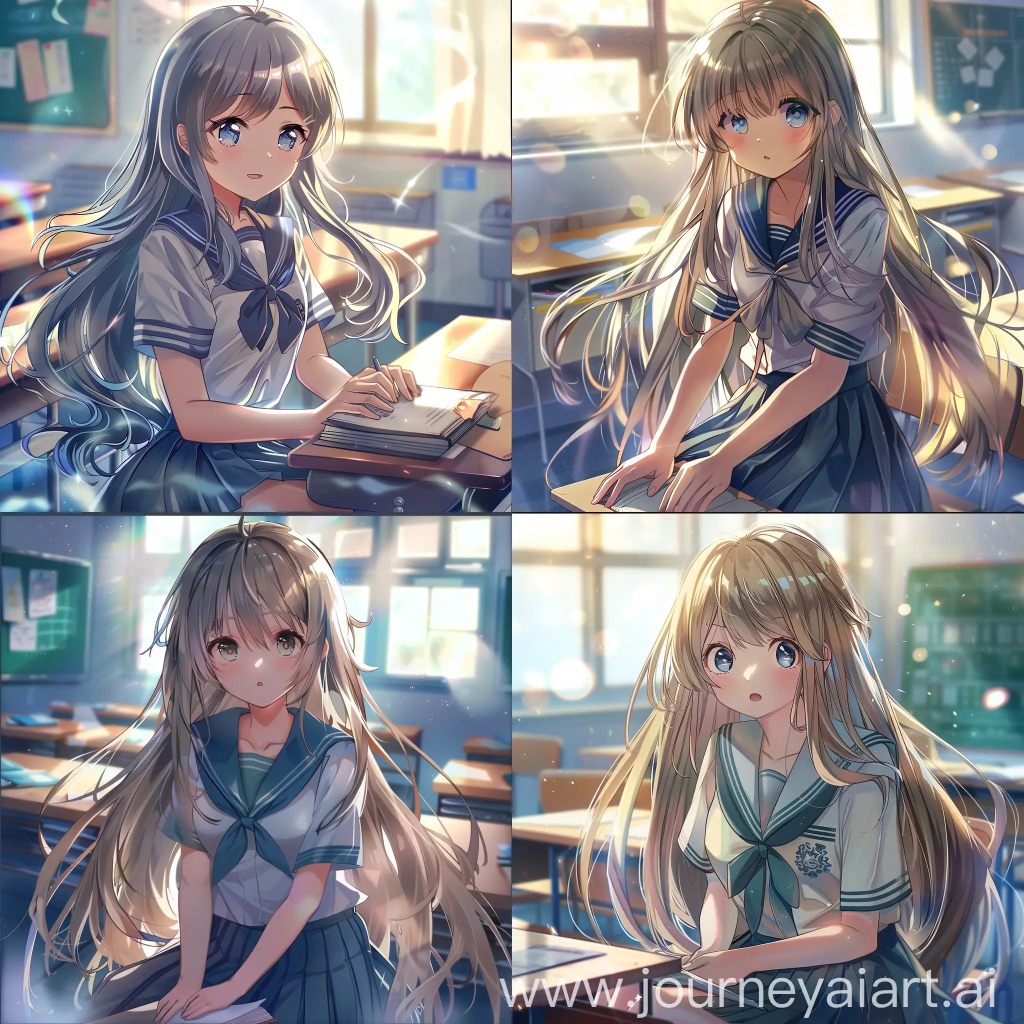 Serene-Anime-Schoolgirl-Studying-in-Classroom