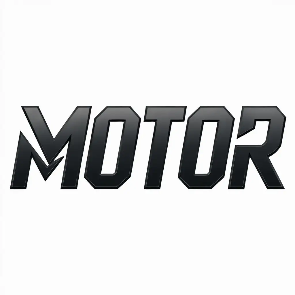 Metallic Black Motor Word in Unique Font