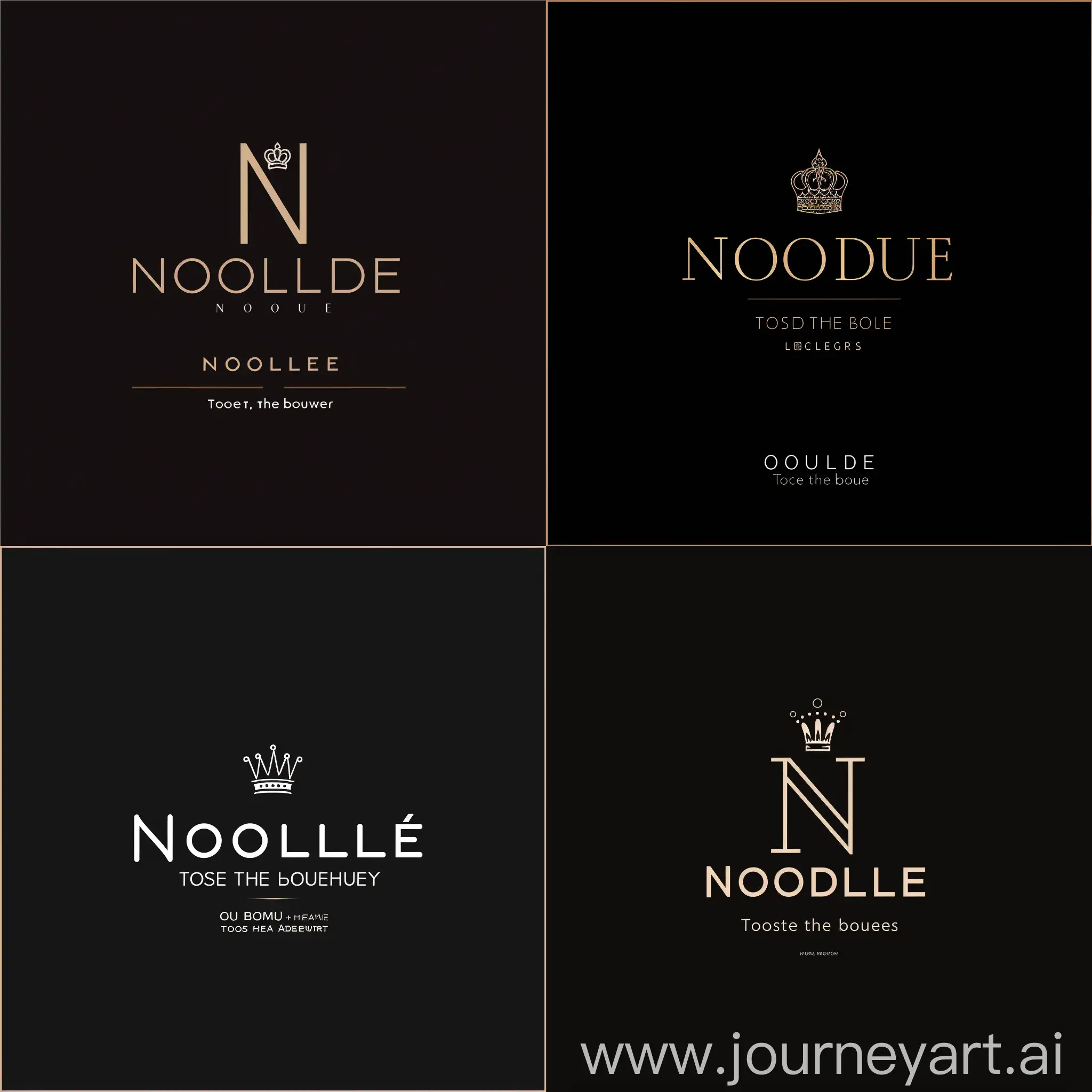 "Создайте логотип для бренда 'Noble' с использованием минималистичного дизайна. Напишите прямой шрифт для слова 'Noble', используя простые линии и формы. Интегрируйте символ короны в букву 'N', чтобы придать логотипу уникальность и запоминаемость. Разместите слоган 'Прикоснись к прекрасному' под логотипом, чтобы добавить гармонии и завершенности композиции