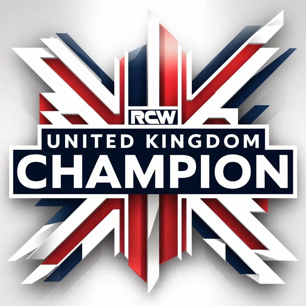 a logo design,with the text "RCW United Kingdom Champion", main symbol:UK Flag,complex,clear background
