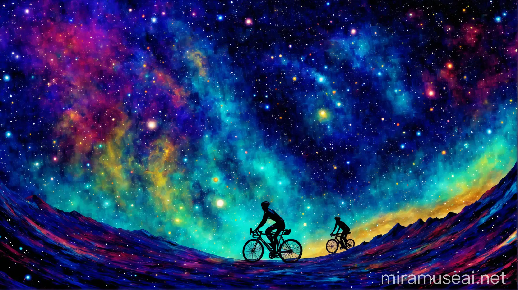 Cycling in a Colorful Galaxy Exploring the Celestial Beauty
