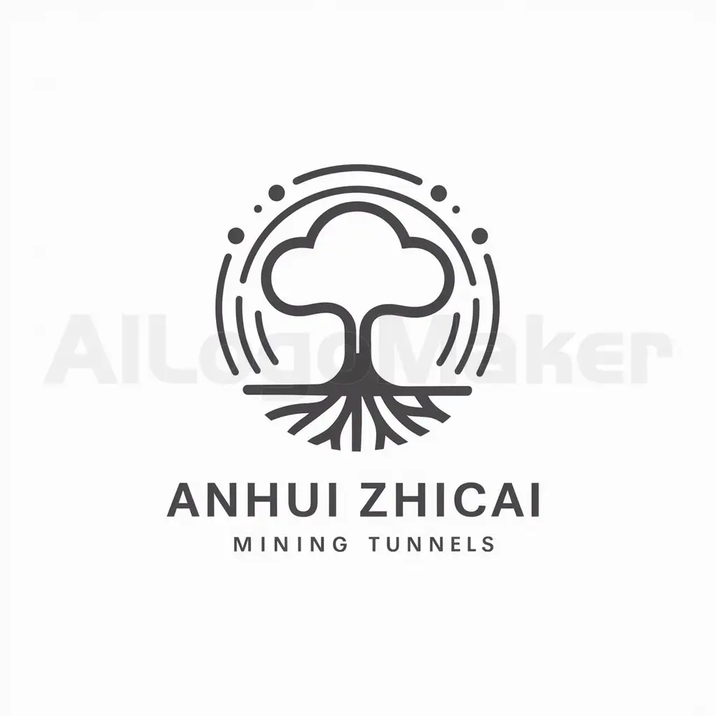 LOGO-Design-For-Anhui-Zhicai-Minimalistic-Tree-Symbol-with-Mining-Tunnel-Roots-and-Gas-Canopy