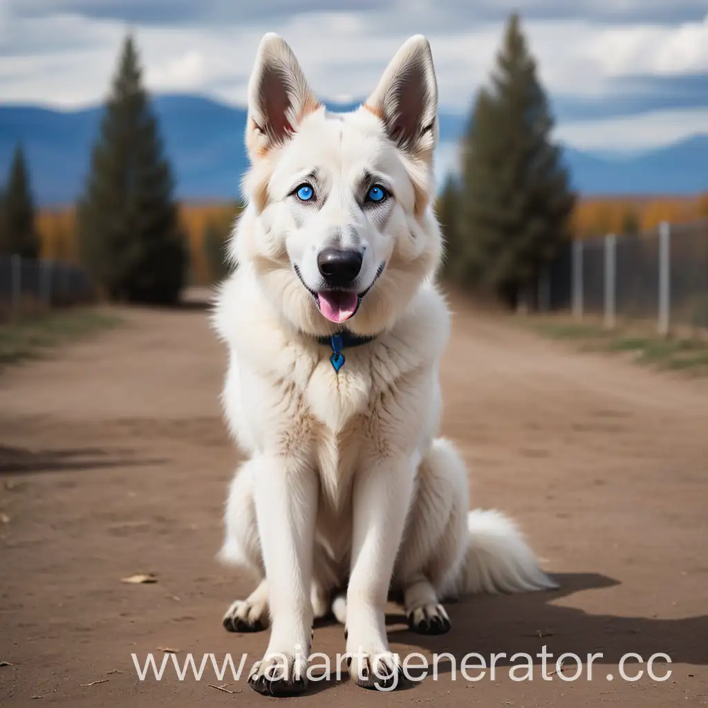 Intelligent-White-Shepherd-Dog-Standing-Proudly-with-Raised-Front-Paw