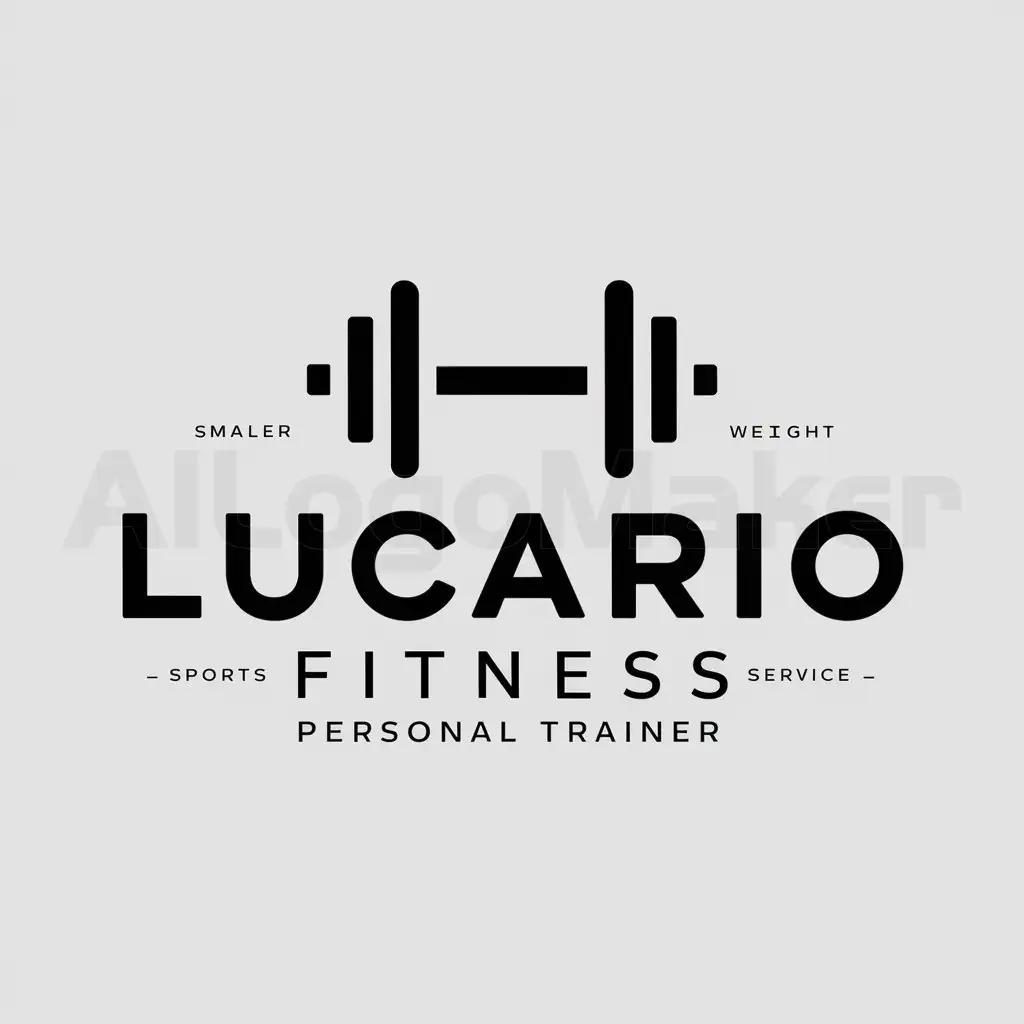 a logo design,with the text "Lucario Fitness, Personal Trainer", main symbol:Una mancuerna,Moderate,be used in Sports Fitness industry,clear background
