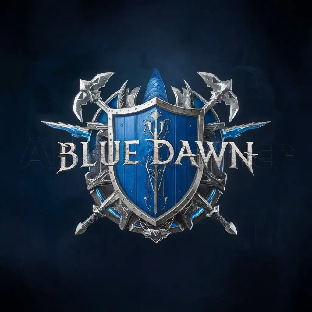LOGO-Design-for-Blue-Dawn-Guild-Shield-of-Hope-and-Protection-with-Gandalfs-Wisdom