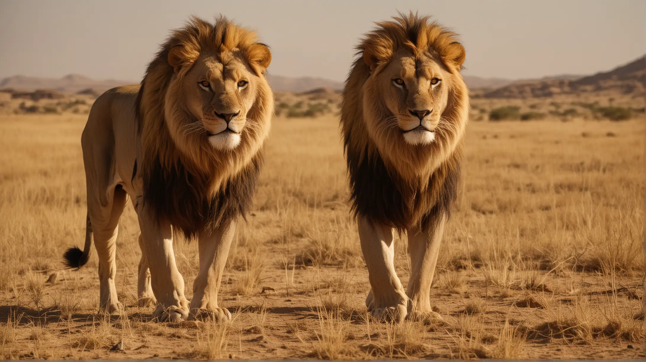 Courageous Encounter Biblical Era Strong Man Confronts Lion in Desert