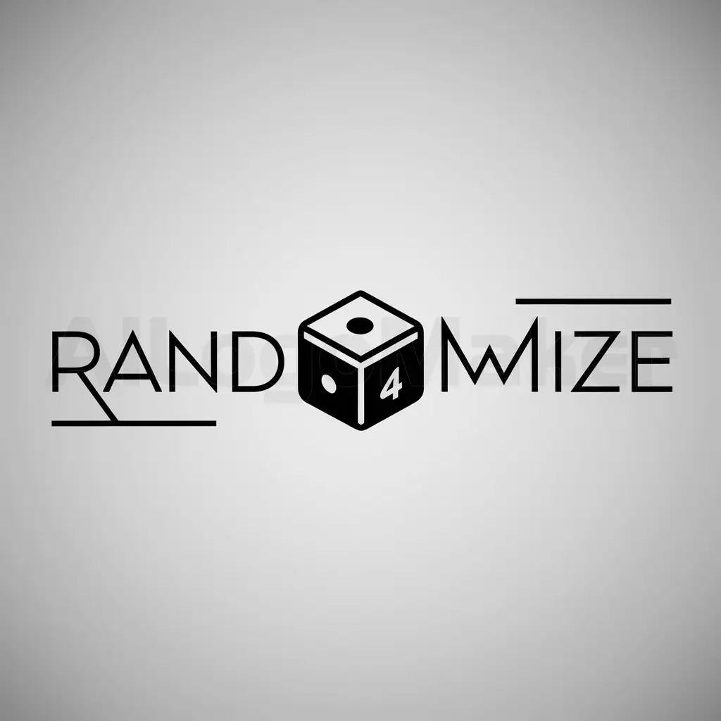 a logo design,with the text "RANDOMIZE", main symbol:Dice with numbers 6 and 4,Minimalistic,clear background