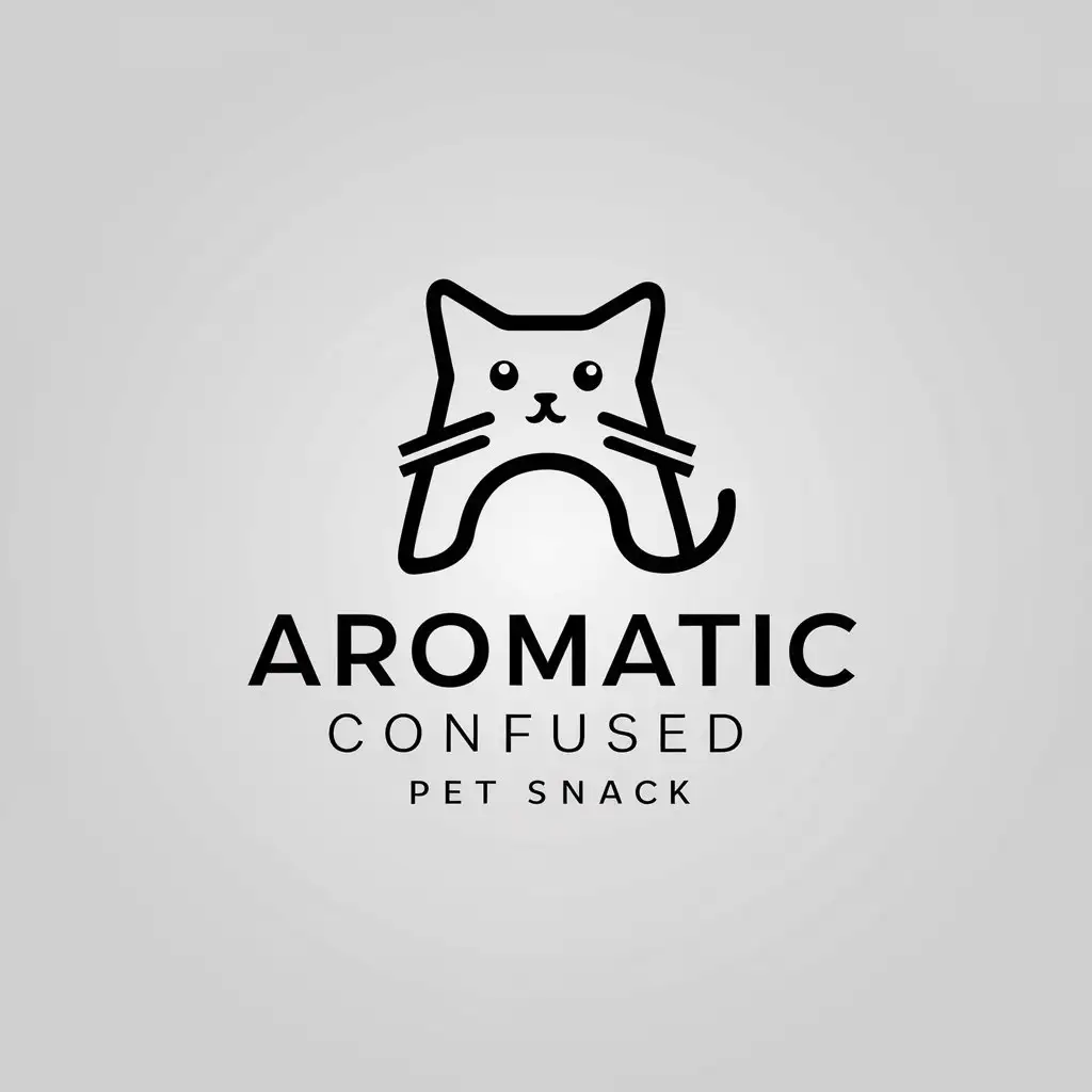 a logo design,with the text "aromatic confused pet snack", main symbol:cat,Minimalistic,be used in Restaurant industry,clear background