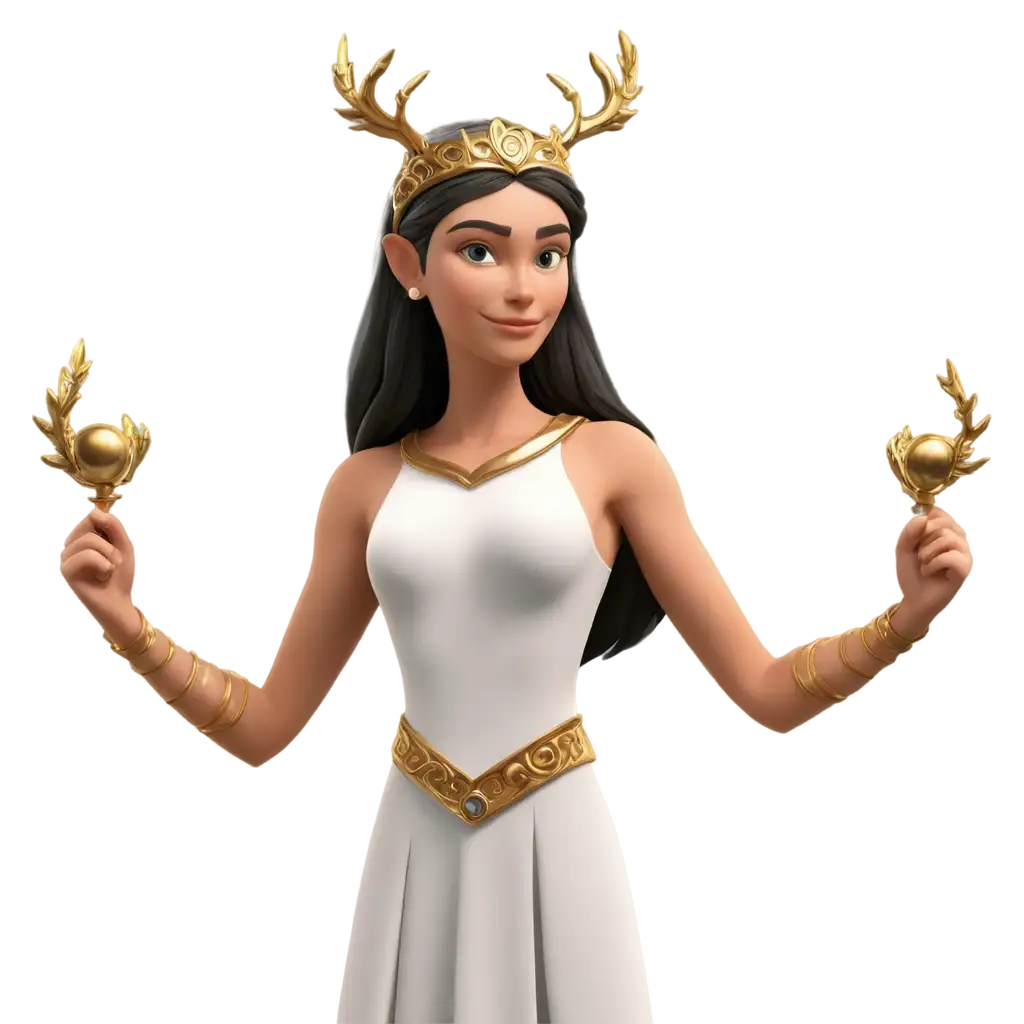 Cartoon-3D-PNG-of-the-Goddess-Artemis-Bringing-Mythology-to-Life-with-Crystal-Clarity