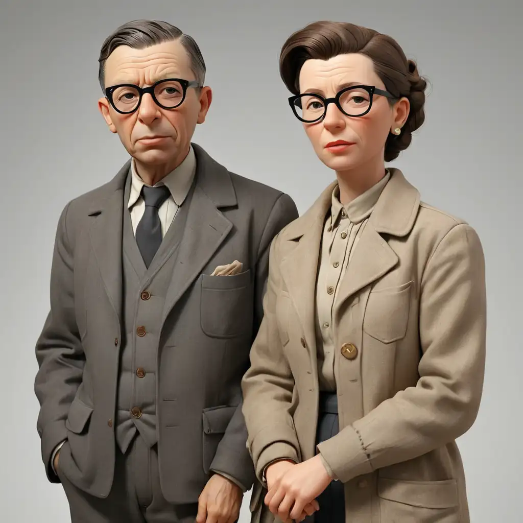JeanPaul Sartre and Simone de Beauvoir Fashionable Philosophers in Realism 3D Animation