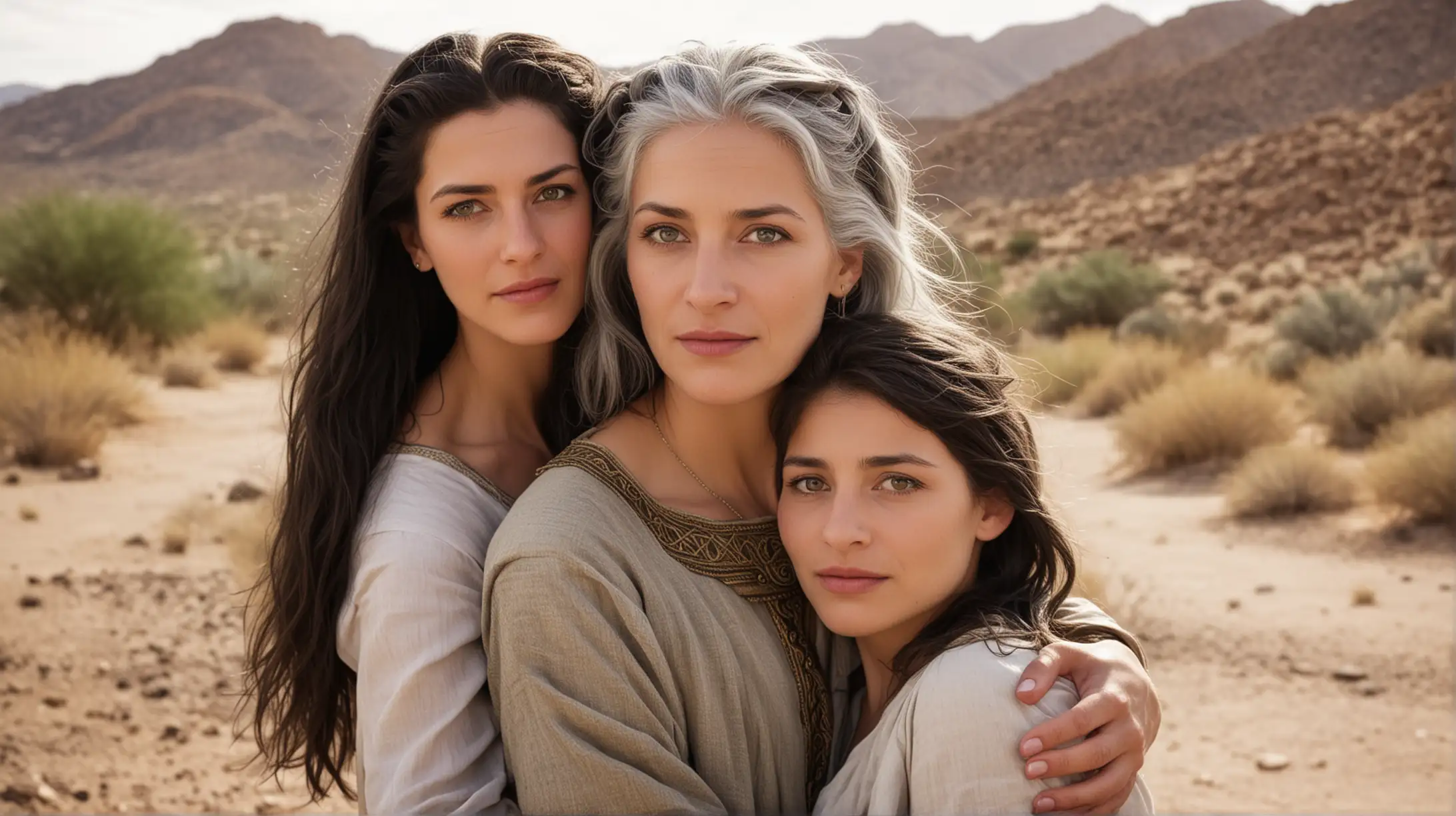 Biblical Era Mother and Daughter in Desert Town
