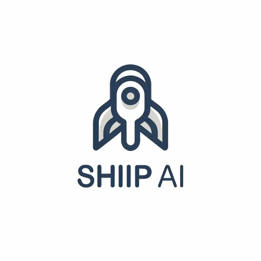 a logo design,with the text "Ship AI", main symbol:robot rocket ship,Minimalistic,be used in Technology industry,clear background