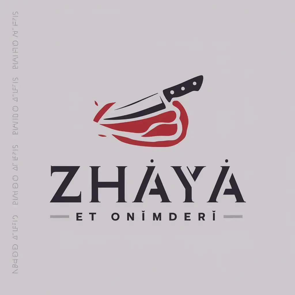 a logo design,with the text 'Zhaya', slogan Et onimderi, main symbol:  knife,  red Meat,Moderate,clear background