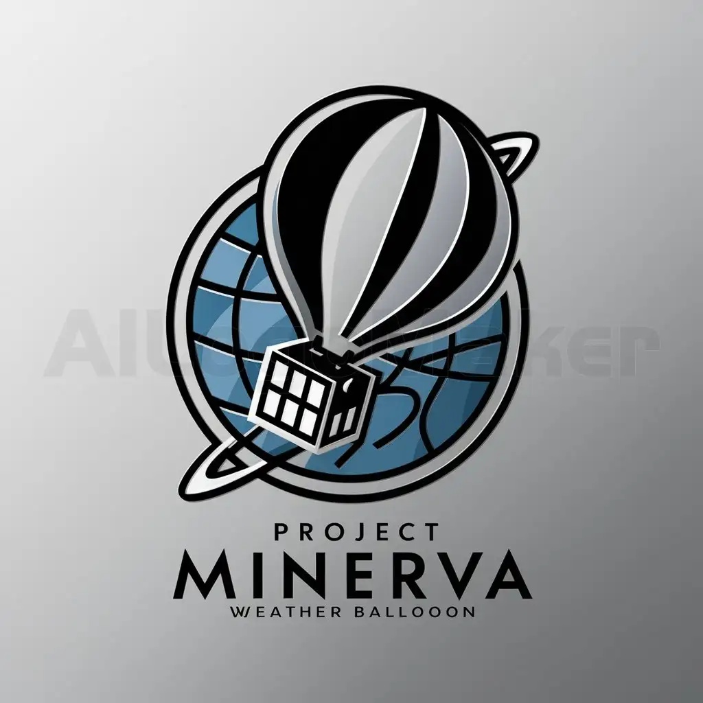 a logo design,with the text "Project Minerva", main symbol:weather balloon with payload that looks like a cube satellite in orbit around earth circular patch design,Moderate,be used in Others industry,clear background