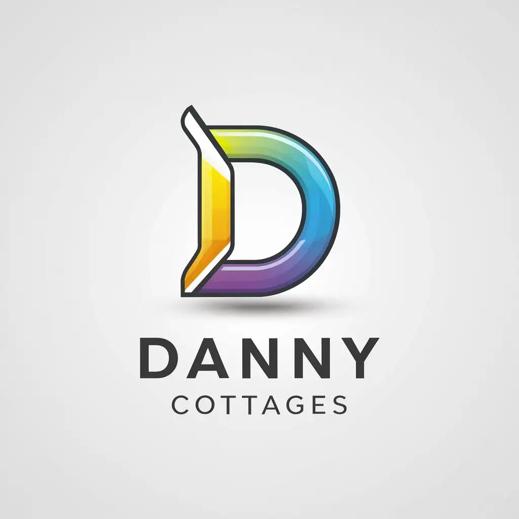 a logo design,with the text "Danny Cottages", main symbol:D,Moderate,be used in Technology industry,clear background make it colorfull in contrast to black 