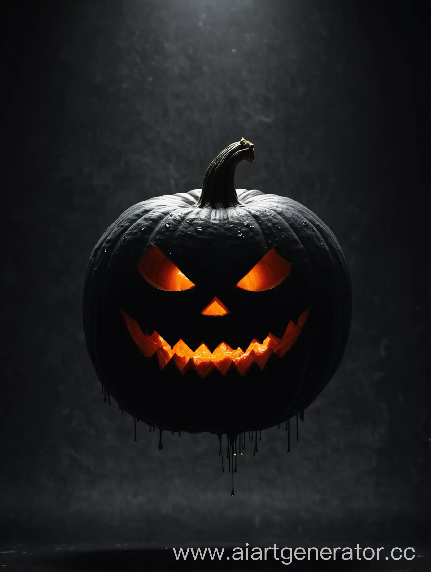 Spooky-Halloween-Pumpkin-in-Dark-Space-with-Blood-Droplet