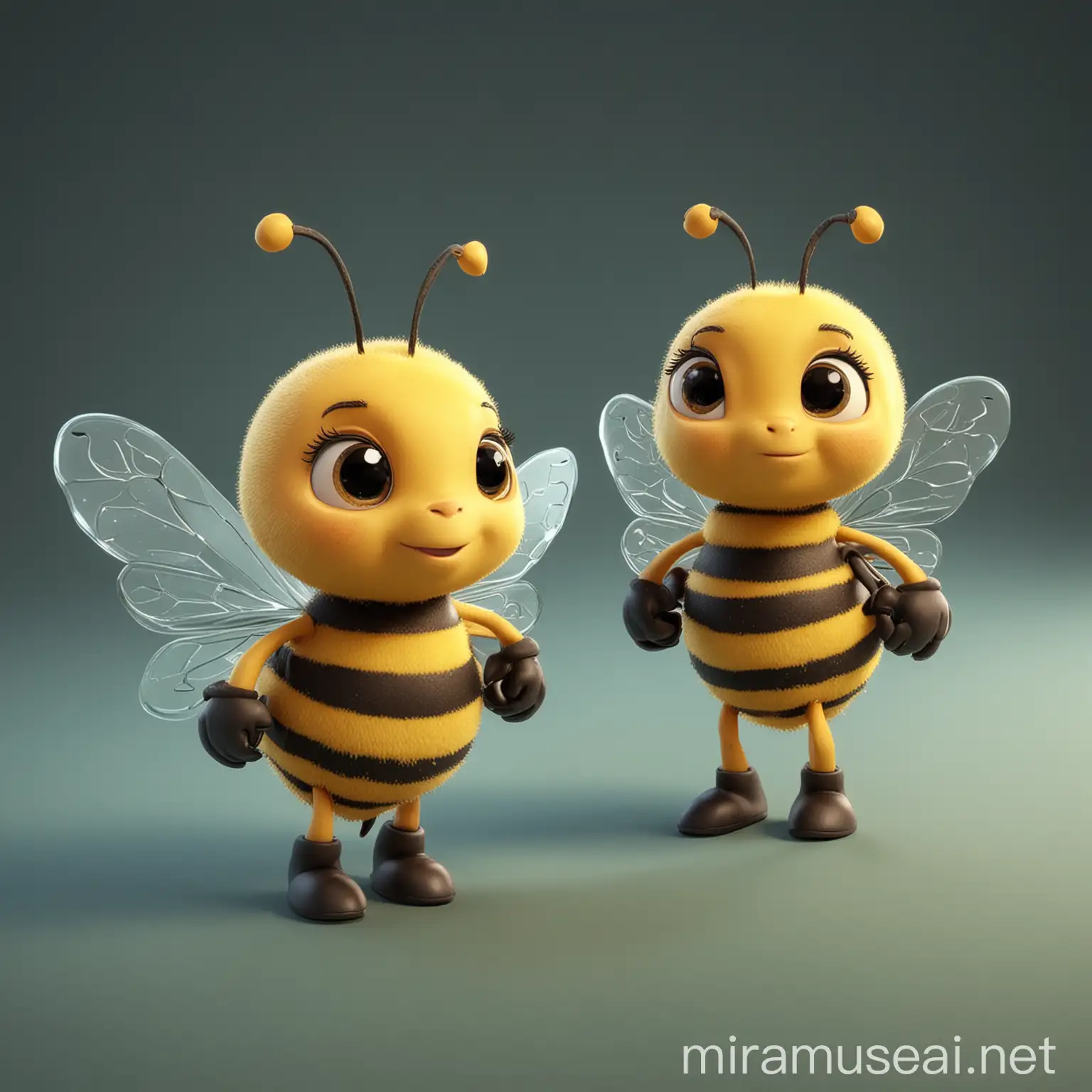 Adorable Cartoon 3D Little Bee in Vibrant Environment