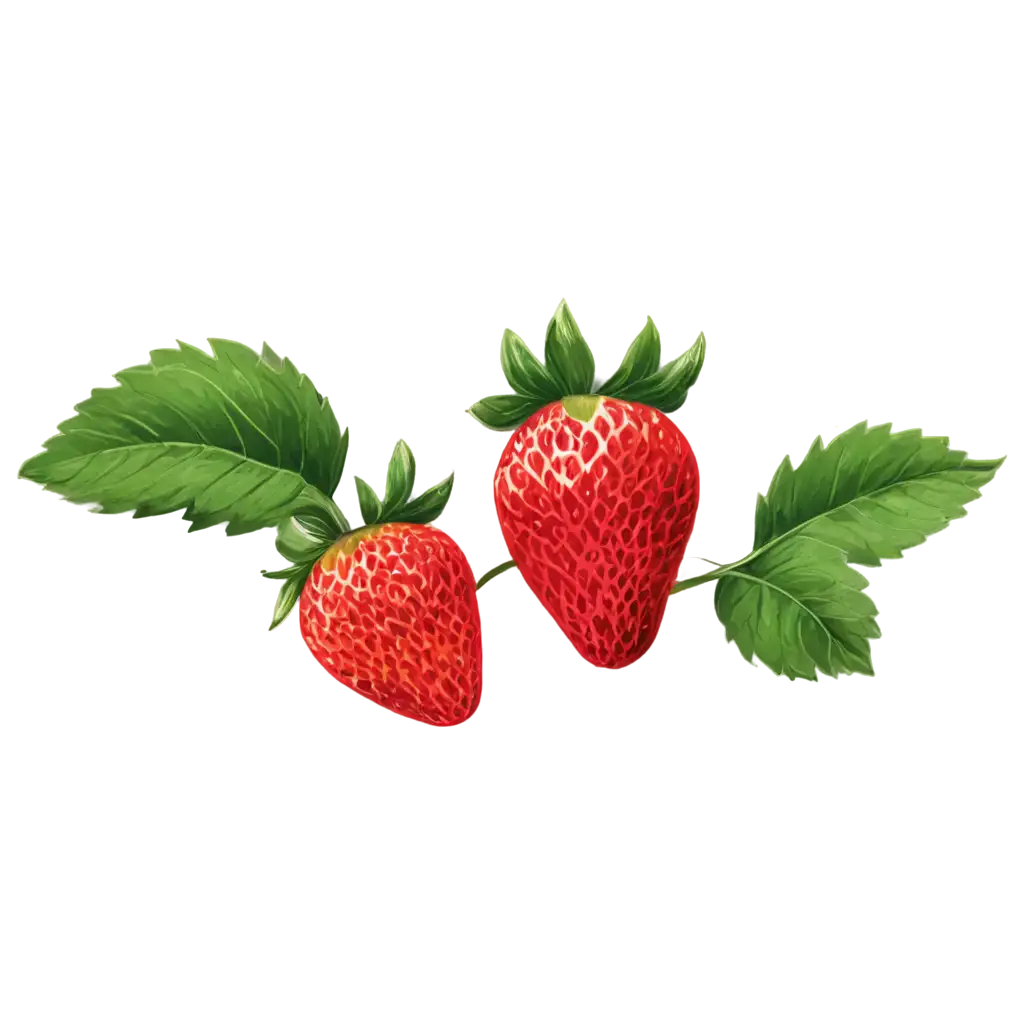 Vibrant-PNG-Illustration-of-a-Sketchy-Strawberry-with-Leaves