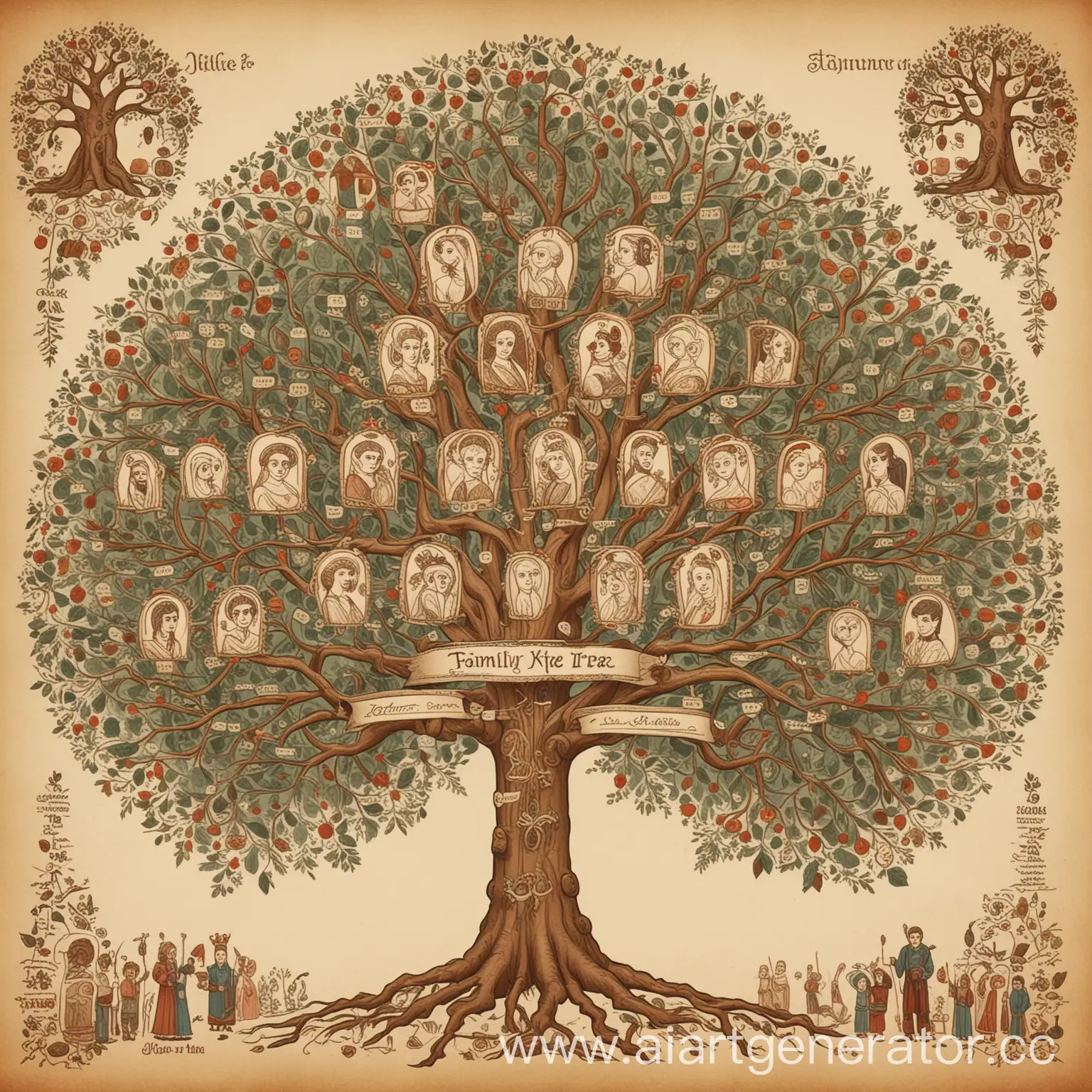 семейное дерево нарисовнное в стиле древней руси