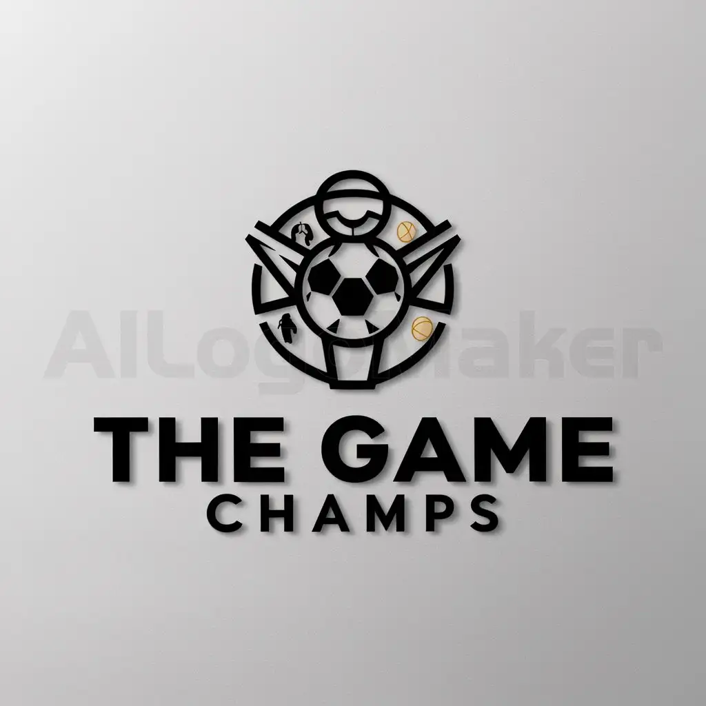 a logo design,with the text "the game champs", main symbol:Centered around sports,Moderate,be used in Sports Fitness industry,clear background