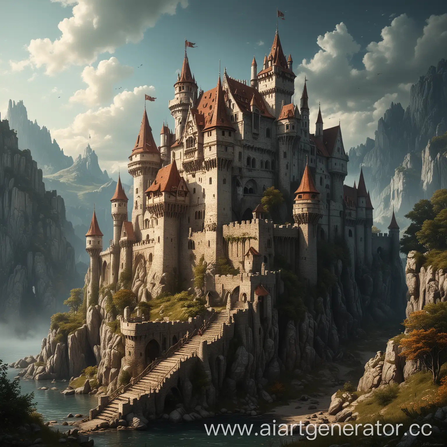 Enchanted-Medieval-Castle-Fantasy-Mystical-Fortress-in-a-Magical-Realm