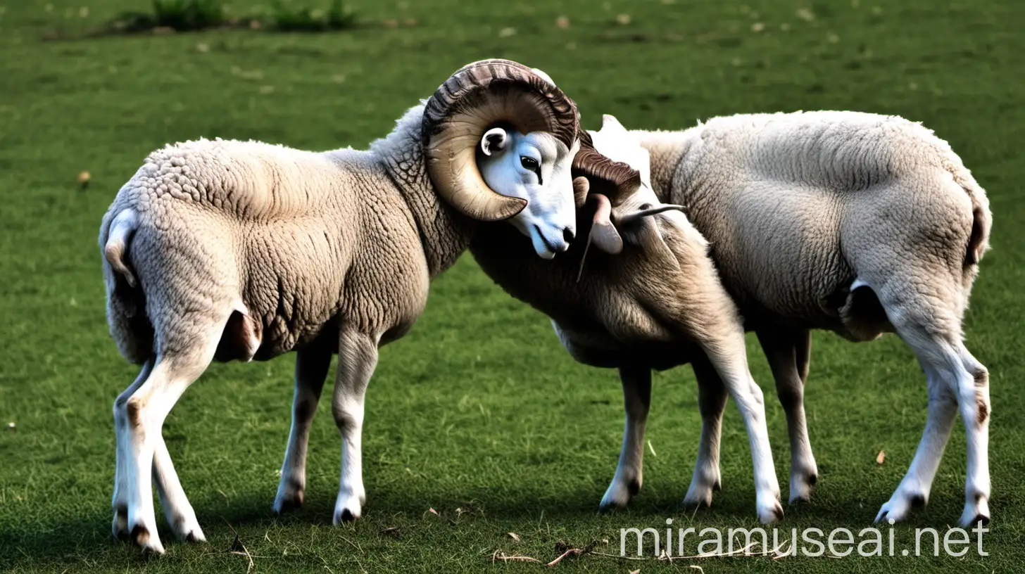Indian Ram and Ewes Mating in Traditional Rural Setting