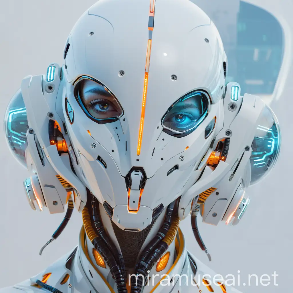 Futuristic Cyborg Portrait Enhanced Humanoid with Technological Augmentations