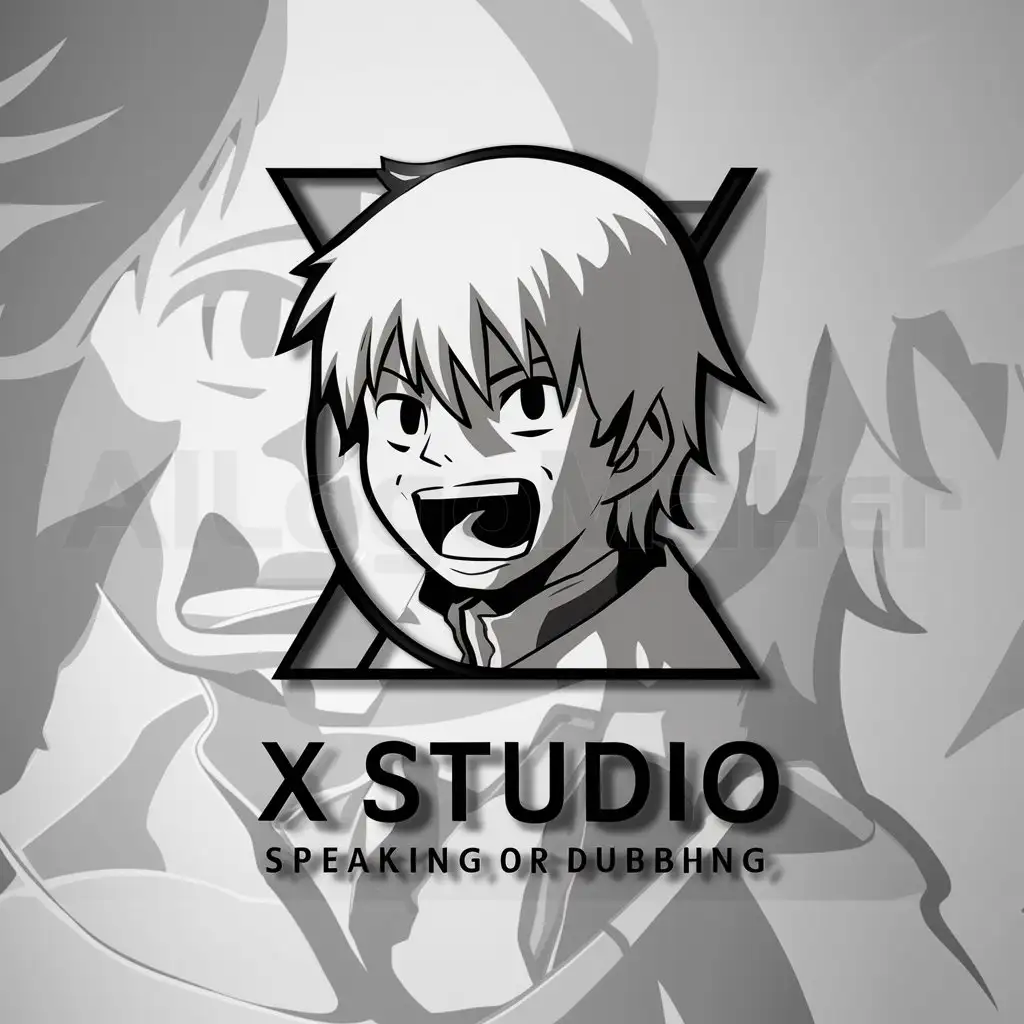 a logo design,with the text "X STUDIO", main symbol:Anime, anime dubbing,Moderate,clear background