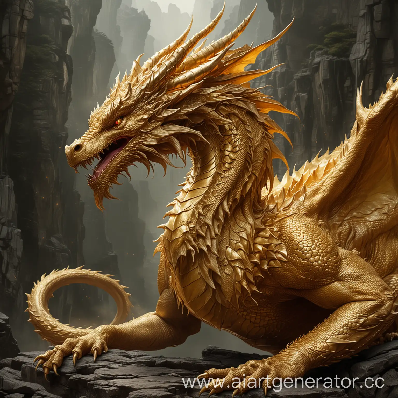 Большой дракон золотого цвета