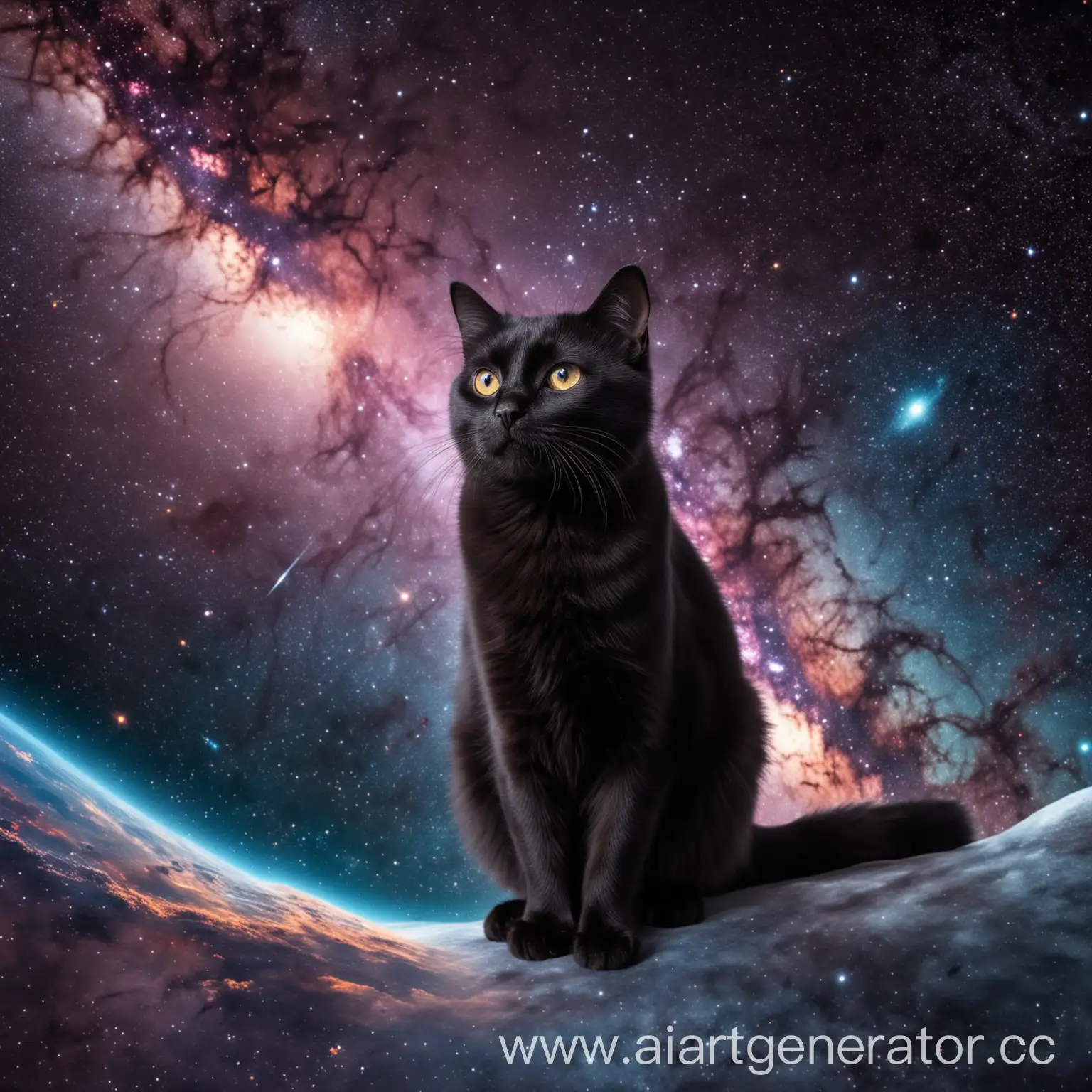 Majestic-Black-Cat-in-Cosmic-Abyss