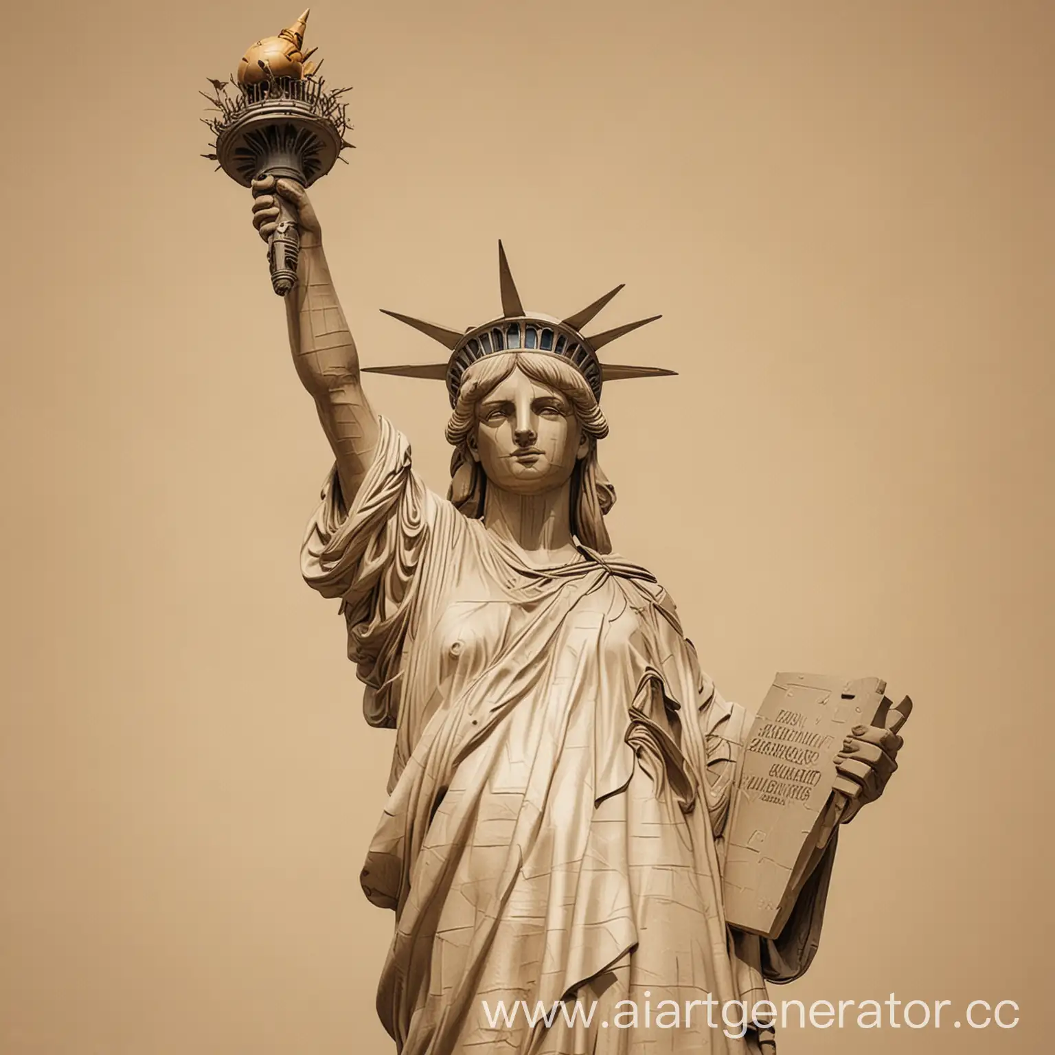 Iconic-Statue-of-Liberty-Silhouetted-in-Subtle-Beige-Tones