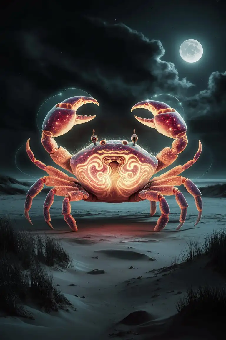 Cosmic Crab in the Style of Edward Hopper Surreal Nighttime Scene