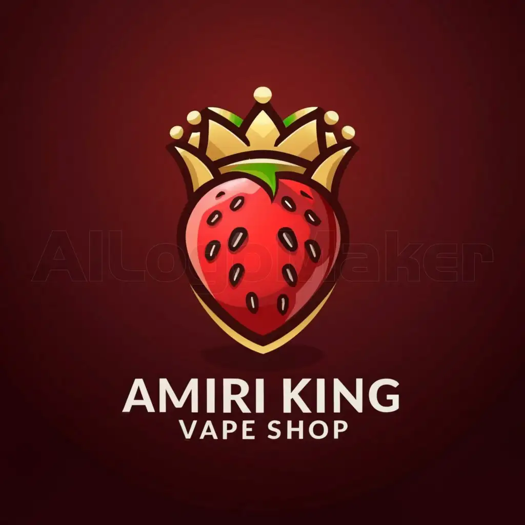 a logo design,with the text "amiri king", main symbol:LOGO Design for amiri king vape shop Vibrant strawberry Symbol on a Clear Background,Moderate,be used in Others industry,clear background