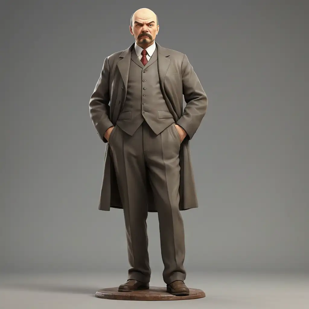 Lenin Statue Standing Tall Realistic 3D Animation