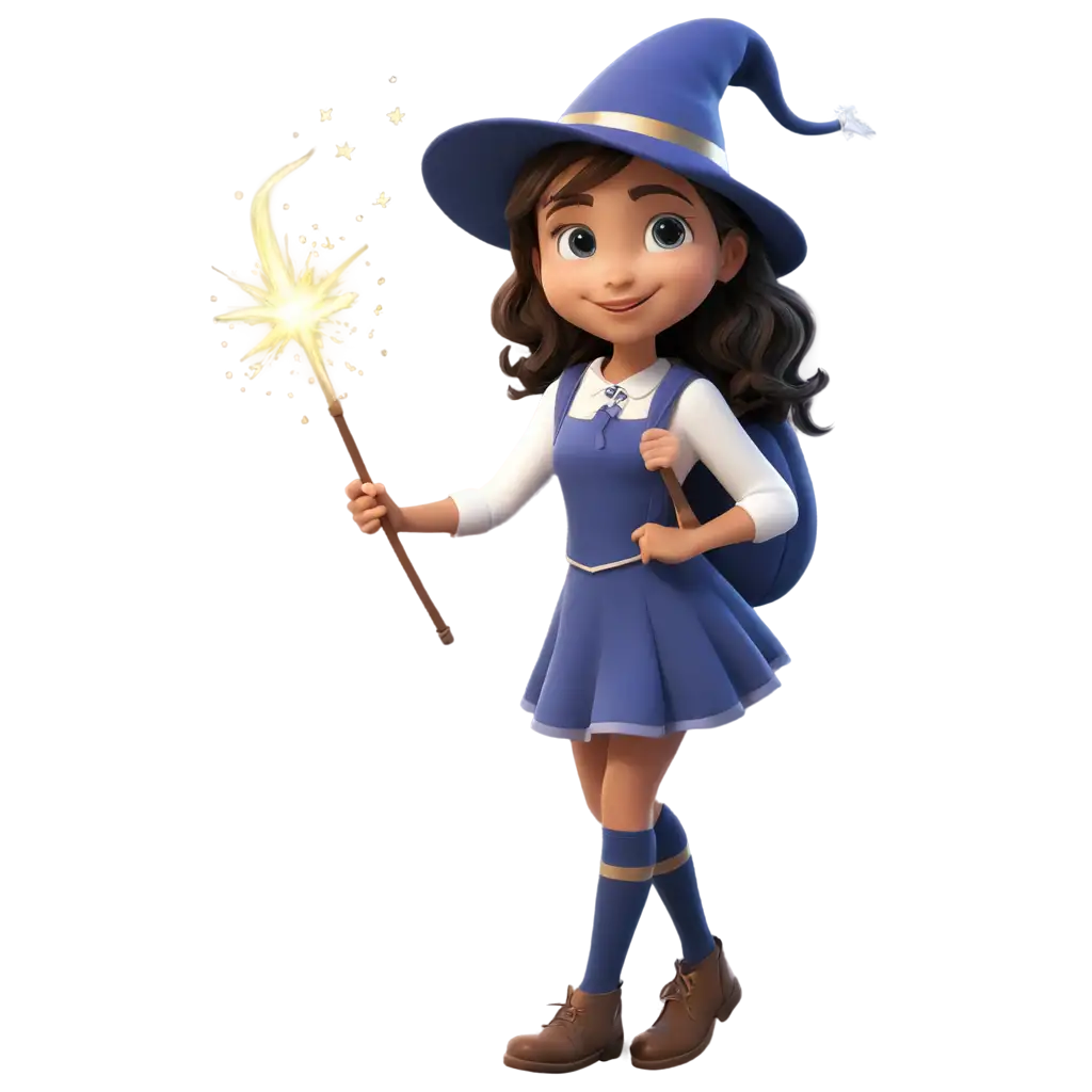 a cute girl cartoon showing magic