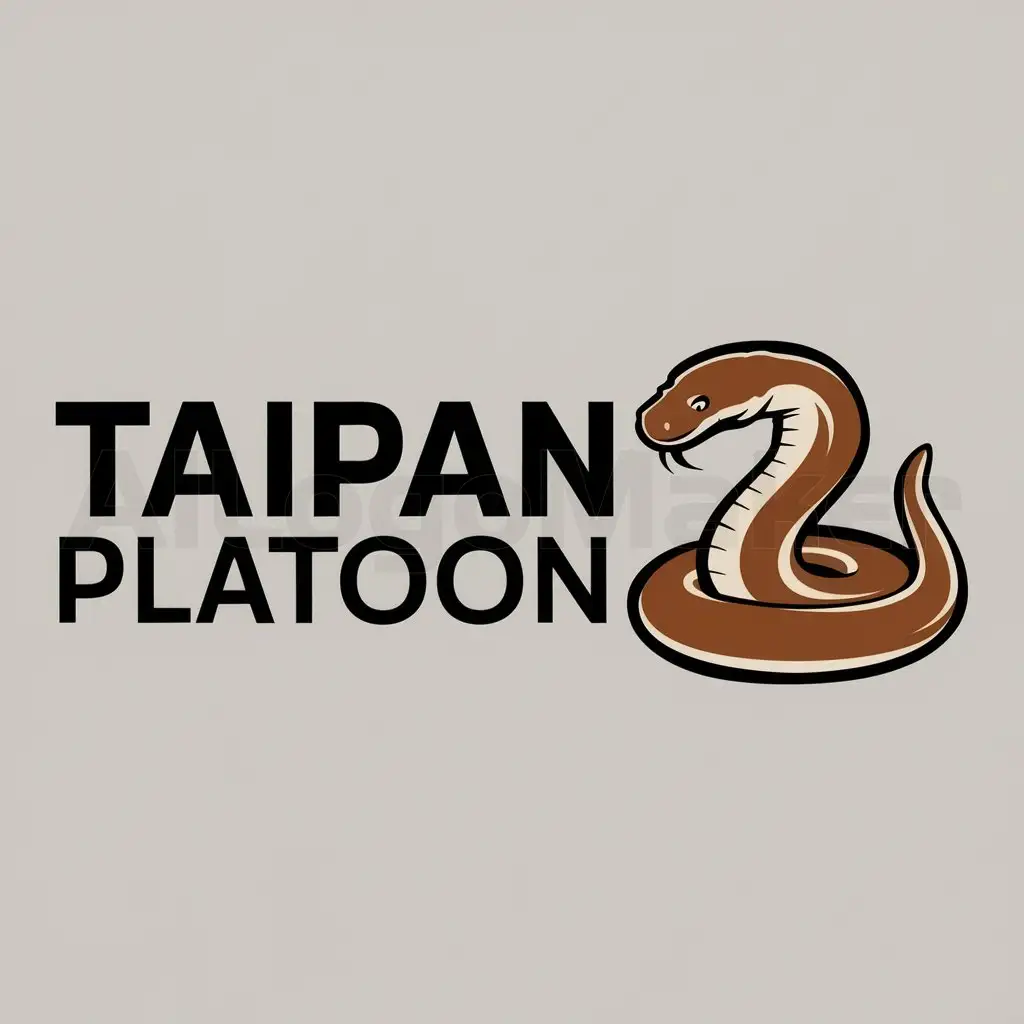 LOGO-Design-For-Taipan-Platoon-Striking-Brown-Snake-Emblem-on-Clear-Background