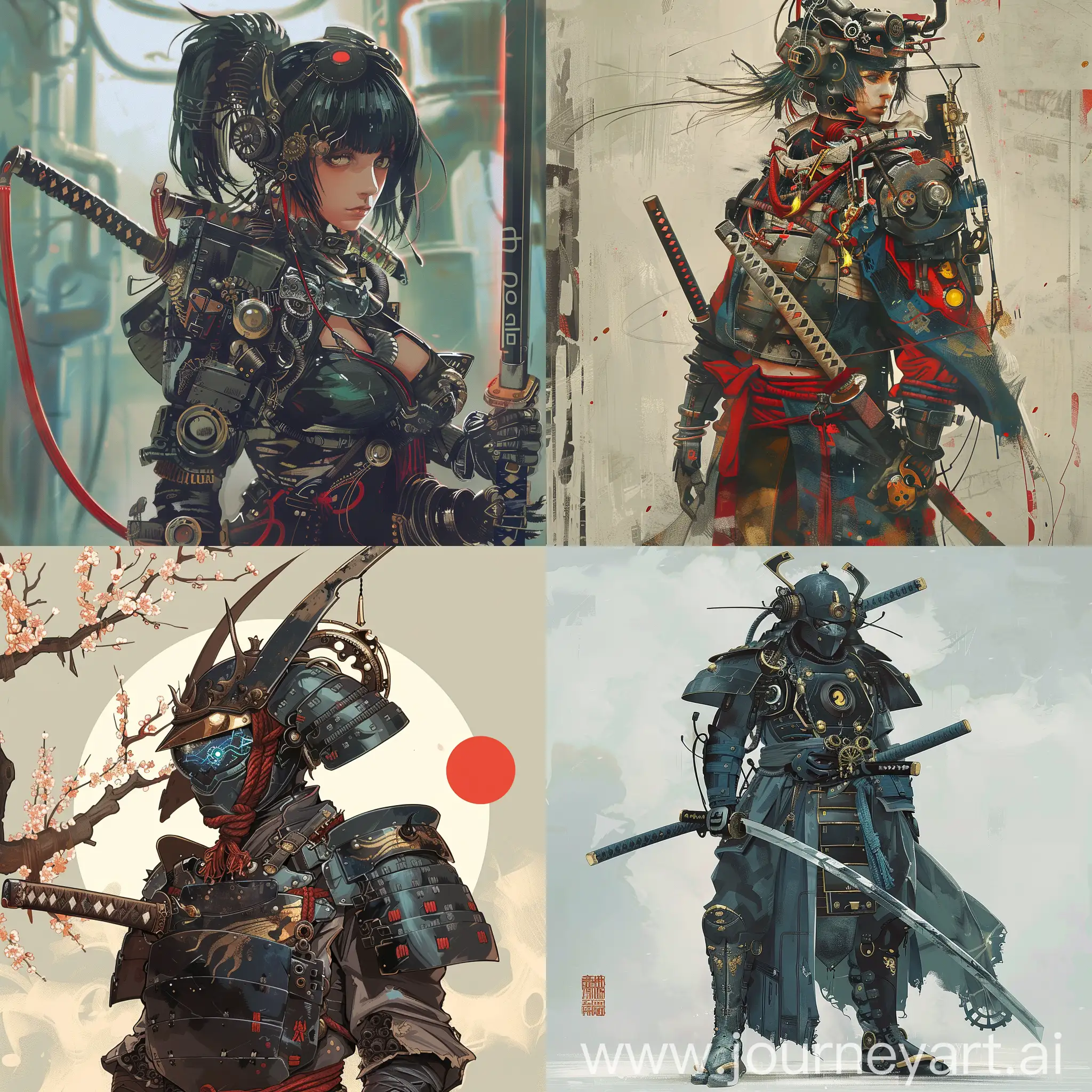 Cyberpunk-Steampunk-Anime-Samurai-Art