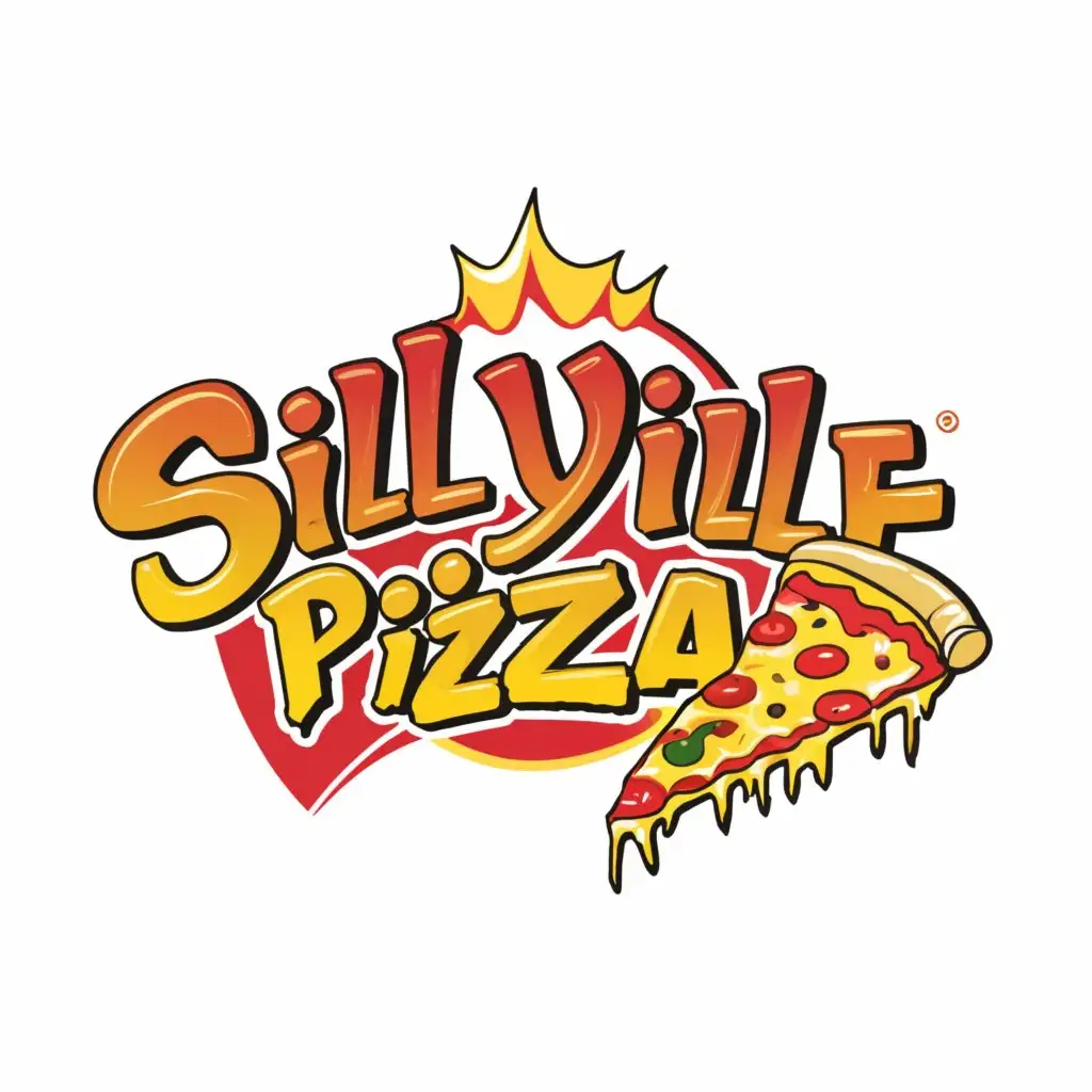 a logo design,with the text Sillyville pizza, main symbol:Pizza,complex,clear background