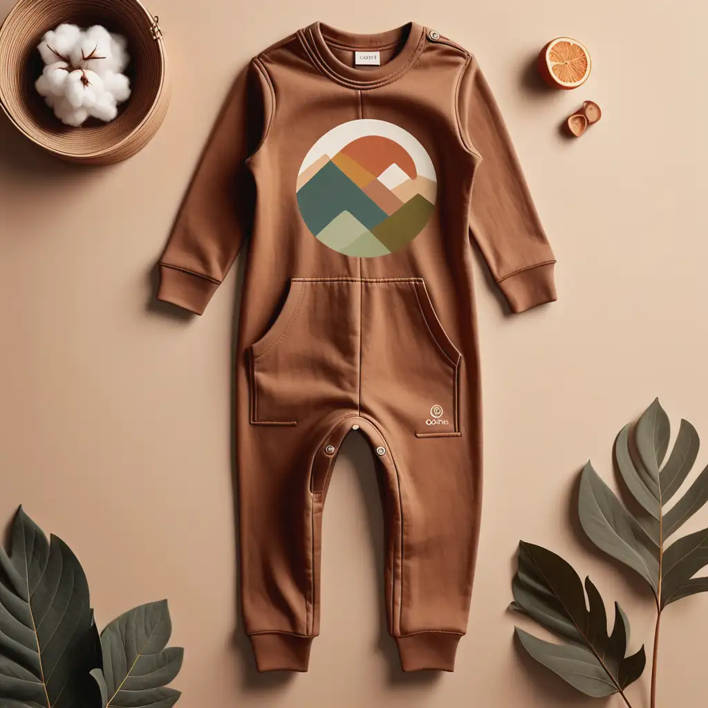 custom image logo representing of an organic cotton jumpsuit, earthy colours and vibes